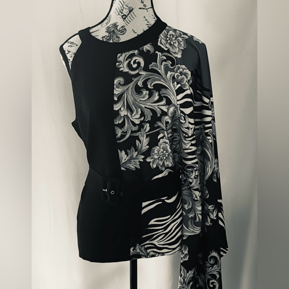 Elegant Black and Gold Asymmetrical Top